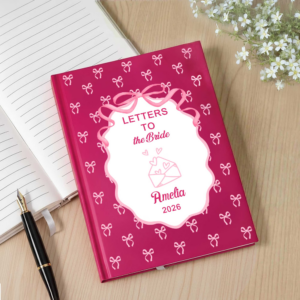 Personalized Bow Design A5 Journal Notebook with Name and Year Record Blessings Singles Party Wedding Gift for Bridal