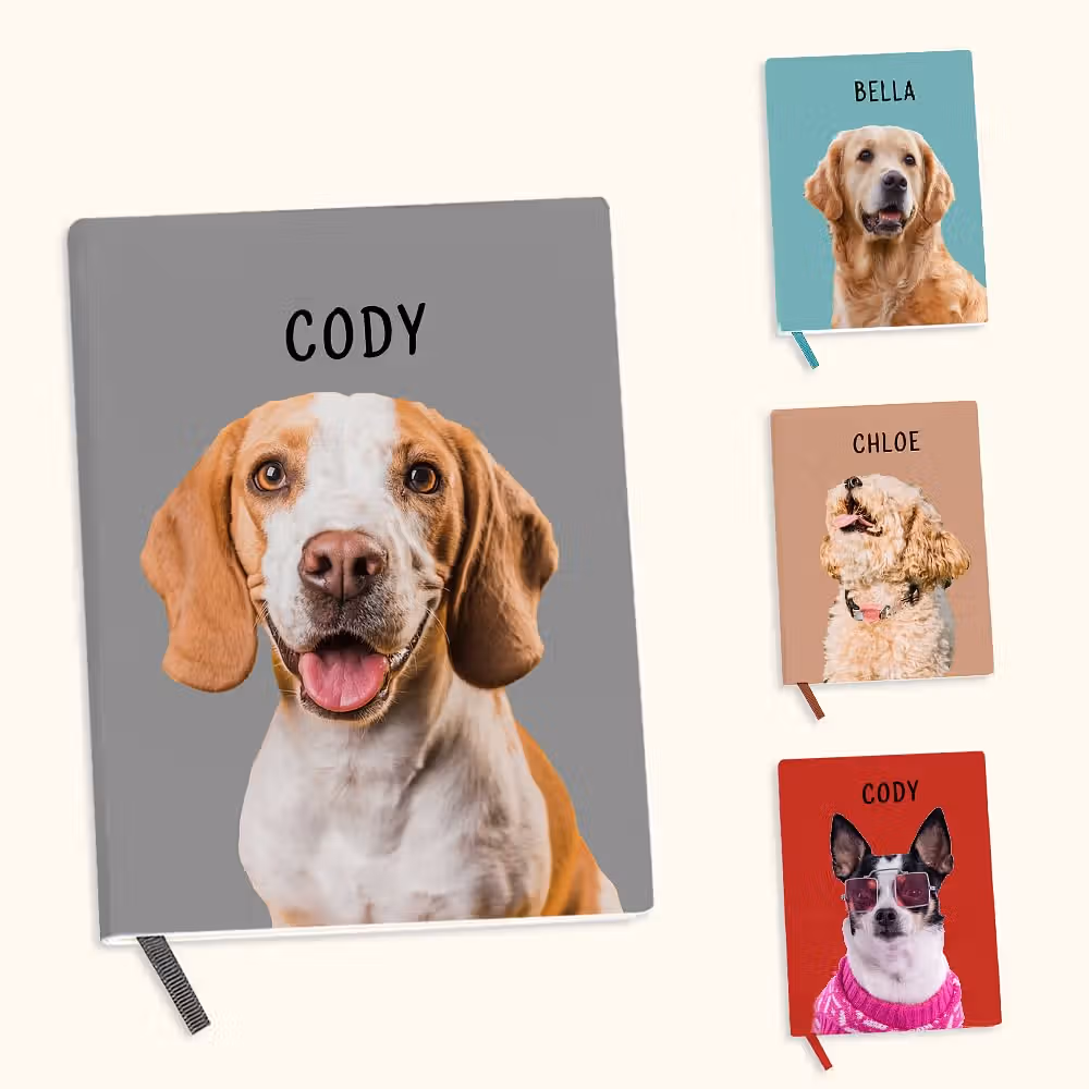 Personalized Cute Pet Portrait A5 Notebook with Name Birthday Gift for Pet Lovers