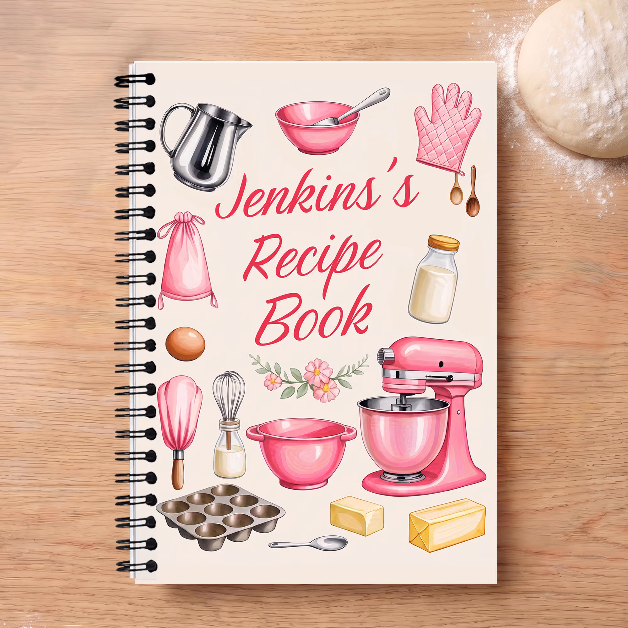 Personalized Mixer Recipe A5 Notebook with Name Daily Use Diary Birthday Gift for Cooking Lover